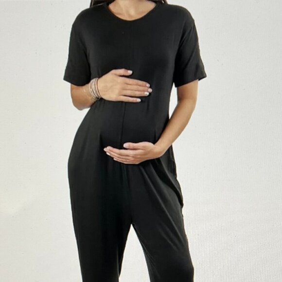 BUMP'N The Jump'n Mama Slouchy Belted Zip Up SS Maternity Jumpsuit Size M - Picture 1 of 10